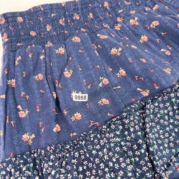 American Eagle Skirt Womens XL Blue Floral Print Tiered Mini Skirt NWT Boho - Picture 9 of 9